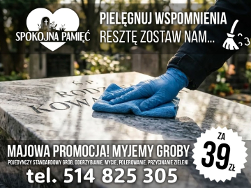 Sprzątanie, mycie, pielęgnacja, konserwacja, nagrobek, grób, Toruń