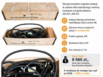 Instalacja hydrauliczna JCB 3CX / 4CX do młota i wiertnicy – stary typ do 2015 r. / nowy typ od 2016 r.