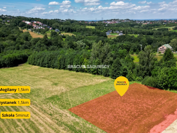 6 arów budowlanej, piękna panorama, Mogilany