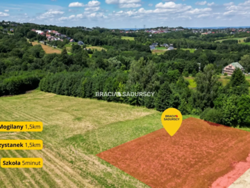 6 arów budowlanej, piękna panorama, Mogilany