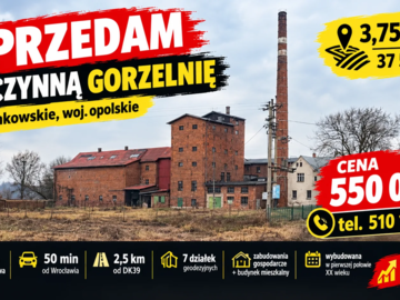 Sprzedam nieczynną gorzelnię w miejscowości Minkowskie 3,7544 ha