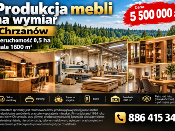 Produkcja mebli na wymiar, Chrzanów - nieruchomość 0,5 ha i hale 1600 m²